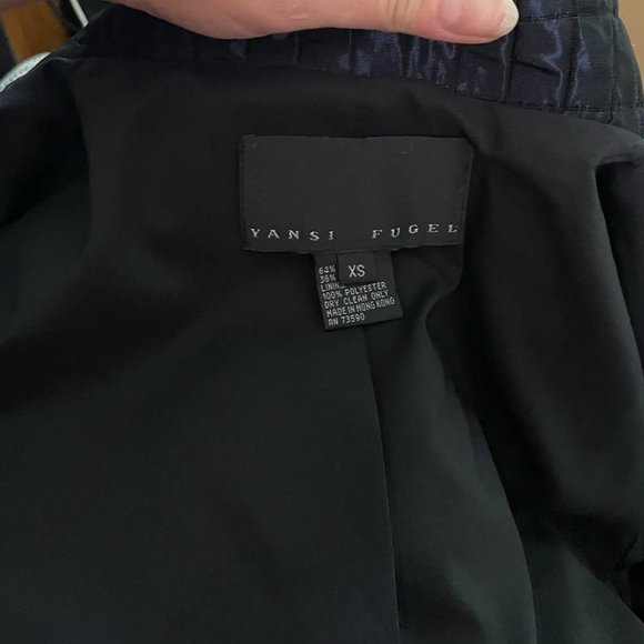 YANSI FUGEL Iridescent Blue Quilted Funnel Neck Puffer Jacket - Picture 12 of 15